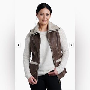 •KUHL• Dani Sherpa Vest Pockets Oak Brown Wool Blend